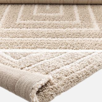Sweeek Alfombra Interior Con Dise&ntilde;o De Rect&aacute;ngulo Beige Y Crema