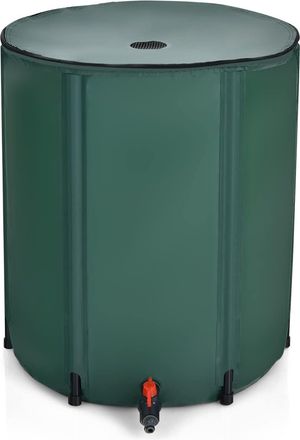 Costway Barril Plegable 225l Para Agua De Lluvia, Contenedor Agua, Sistema Recogida Agua Port&aacute;til Con Tap&oacute;n Filtro V&aacute;lvula De Desborde/red - Costway
