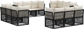 vidaXL Conjunto De Sof&aacute;s De Jard&iacute;n 12 Uds. Negro Rat&aacute;n Sint&eacute;tico Vidaxl