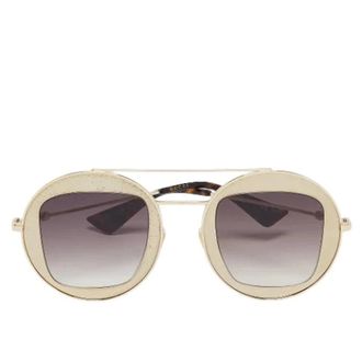 Gucci Pre-owned Accessories, female, Beige, Size: ONE SIZE Pre-owned Round Frame Glass Sunglasses