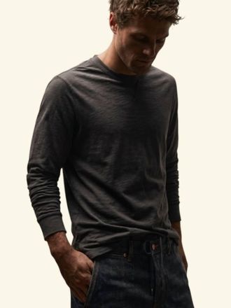 James Perse Elevated Lotus Jersey Long Sleeve Crew In Carbon