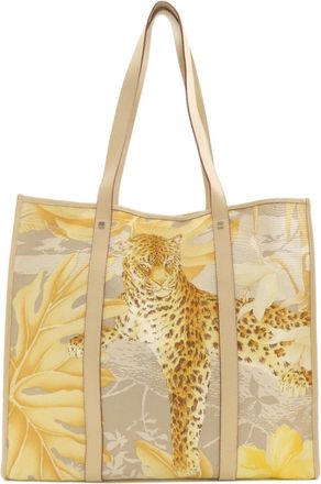 Ferragamo Beige Yellow Canvas Tote Bag (Pre-Owned)