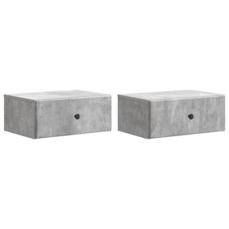 vidaXL Mesita De Noche De Pared 2 Pcs Gris Hormig&oacute;n 49 X 34,5 X 20 Cm Vidaxl