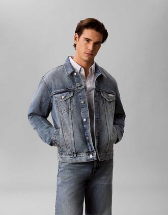 Calvin Klein Jeans Giacca trucker in denim lavaggio blu