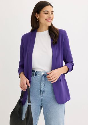 Bonprix Jackenblazer BONPRIX, Damen, Gr. 36, lila, Web, Obermaterial: 96% Polyester, 4% Elasthan. Futter: 100% Polyester, unifarben, schmal Po-bedeckend, Blaz