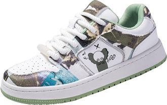 Generic Men lace up Board Shoes for Outdoor Casual Sports Versatile Breathable and Comfortable Sports Shoes (Green,8.5)