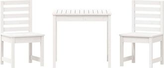 vidaXL Mesa Y Sillas De Jard&iacute;n 3 Piezas Madera Maciza De Pino Blanco Vidaxl