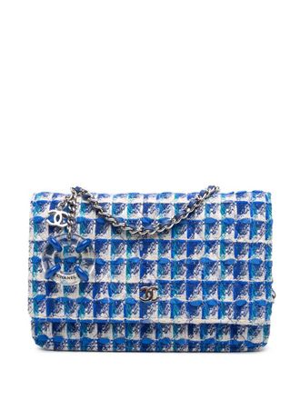 Chanel 2019 Boucle gewatteerde tweed Wallet On Chain crossbodytas met bedel - Blauw