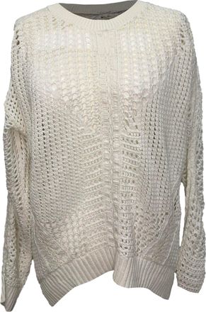 Maje Mazet Crochet Sweater in White Cotton
