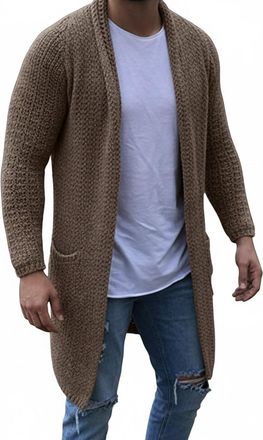 Generic Mens Cardigans - Mens Long Sleeve Knitted Cardigan Sweater Soft Comfortable Casual Button Up Outerwear for Big and Tall Gentlemen Khaki