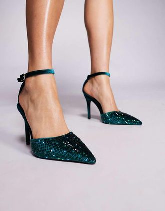 Azalea Wang Azalea Wang - Waraia - Scarpe con tacco verde smeraldo decorate