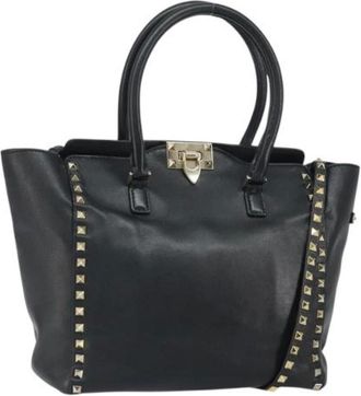 Valentino Pre-owned Handbags, female, Black, Size: ONE SIZE Pre-owned Leather Handbag