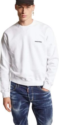 Dsquared2 Sweatshirt met ronde hals - Heren - Sweatshirts - Wit - S - Katoen - Hoodies & sweatvesten