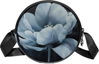 Generic Circle Crossbody Bag for Women, Tulip Small Sling Bag Daypack with Zipper Adjustable Shoulder Straps Casual Ladies Girls Round Purse