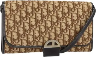 Dior Pre-owned Shoulder Bags, female, Beige, Size: ONE SIZE Pre-owned Vintage Trotter Canvas Shoulder Bag