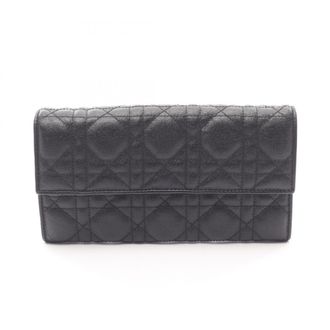Dior Black Leather Long Wallet (Bi-Fold) (Pre-Owned)