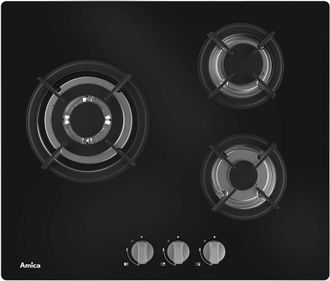 Amica Placa Gas 60cm 3 Fuegos Negra - Ag3631n - Amica