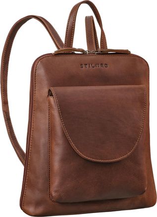 STILORD Bernice Elegant Womens Leather Backpack Vintage Rucksack Daypack Women Going Out City Shopping Small Travel Backpack Genuine Leather, Colour:sila - br