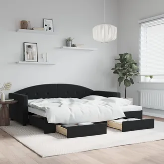 vidaXL Sof&aacute; Cama Nido Con Cajones Terciopelo Negro 90x200 Cm Vidaxl