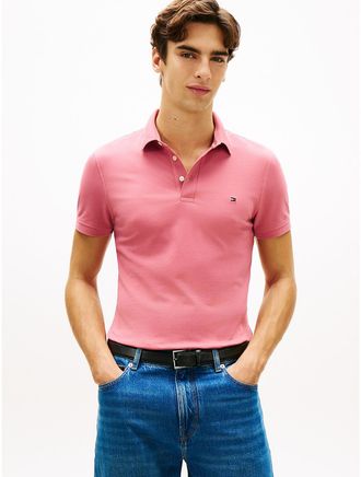 Tommy Hilfiger Mens Slim Fit Stretch Pique Polo - Pink - XXXL