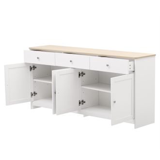 STILVORA Aparador Con 4 Puertas Y 3 Cajones, Estantes Regulables, Estilo R&uacute;stico, En Mdf, Blanco, 160&times;37&times;75 Cm