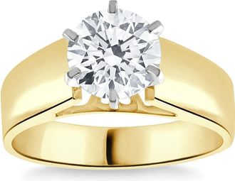 Pompeii3 2Ct Round Moissanite Solitaire Engagement Ring Yellow Gold
