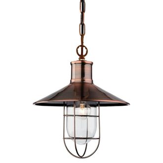 Netlighting Crescent 1 Light Wire Ceiling Pendant Antique Copper E27 in Brown