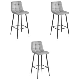 OEM Taburete Arceto - Terciopelo Gris Plata / Patas Negras X 3