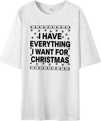Generic Christmas Tee Shirt for Women Xmas Printed Tops I Have Everything I Want for Christmas Funny Couples Shirt Matching Blouse Couple Clothes for Indoor H