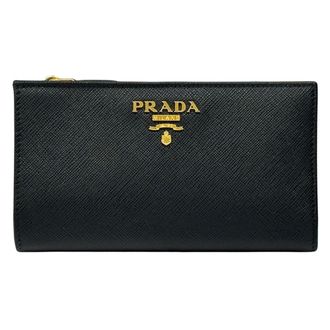 Prada Black Pink Saffiano Long Wallet (Bi-Fold) (Pre-Owned)