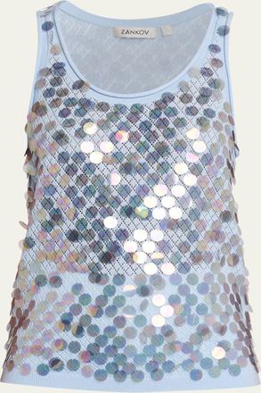 Zankov Sequined Cashmere-Wool Tank Top