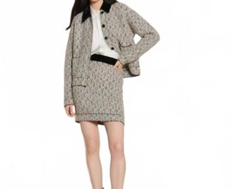 Sandro Short Lurex Jacquard Knit Skirt In Grey