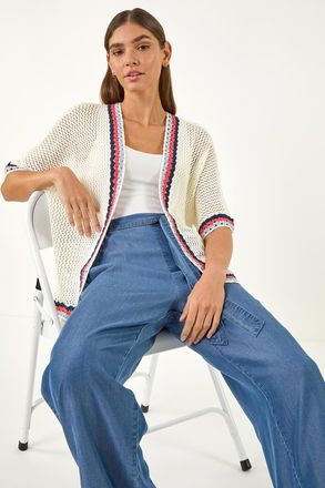 Roman Pattern Crochet Knit Cardigan