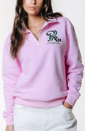 Colourful rebel Logo Embro Zip Sweat in Pink at Nordstrom, Size Medium Eu