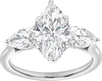 LuvMyJewelry Fallon 3CT Marquise & Pear Three Stone Lab Diamond Ring 14K Gold in 14K White Gold at Nordstrom, Size 7