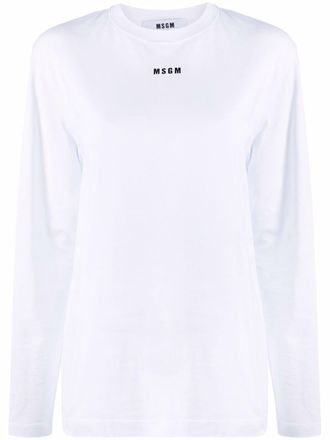 MSGM｜LONG-SLEEVED ROUND NECK T-SHIRTS (3640MM511 247002 MSGM T Shirt Long Sleeve Tee XL Cotton Gray Print 3340MM511M