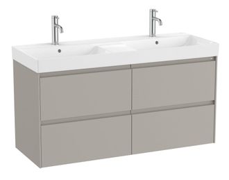 Roca Roca - Pack Unik Mueble De 4 Cajones + Lavabo Doble Ona Color: Gris Arenado