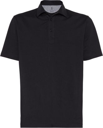 Brunello Cucinelli short-sleeve polo shirt - men - Cotton - 54 - Black