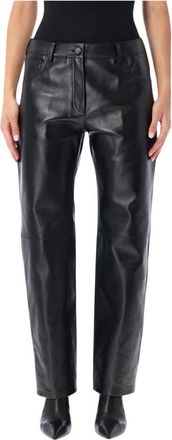 Magda Butrym Leren Broek - Dames - Leren Broeken - Zwart - S - Leer - Broeken