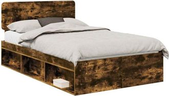 vidaXL Estructura De Cama Con Cabecera Roble Ahumado 120 X 190 Cm Vidaxl