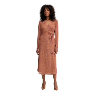 Silvian Heach Harga Midi Jurk - Dames - Wikkelkleedje - Bruin - M - Leer - Kleedjes
