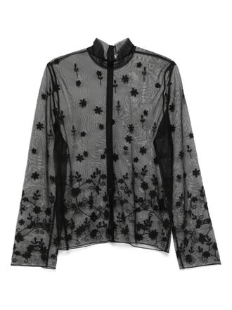 Toteme floral-embroidered shirt - Black