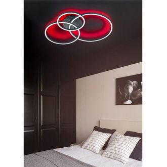 Trio Plaf&oacute;n De Techo Led Redondo Orientable Winona Negro Con Retroiluminaci&oacute;n Rgb Y Mando A Distancia Multifunci&oacute;n L. Led Moderno De 77 Cm