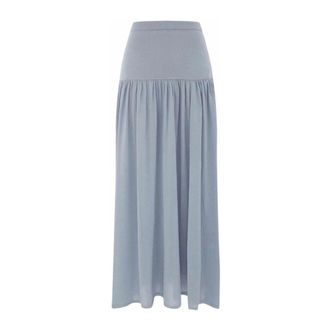 Zimmermann Midi Skirts, female, Blue, S, Gathered Midi Skirt in Dusty Blue