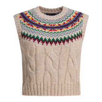 Polo Ralph Lauren Round-neck Knitwear, female, Multicolor, XS, Fair Isle Yoke Jumper Vest