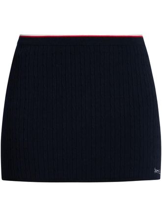 Sporty & Rich Serif Logo-embroidered mini skirt - women - Viscose/Polyester - L - Blue