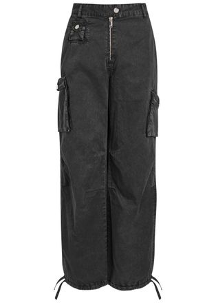 Ganni Washed Cotton Trousers - Black - 42 (UK12 / M)