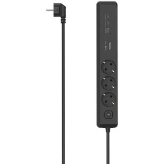 Hama Regleta Hama 3 Enchufes Usb-c/a 100w Negro Y Gris