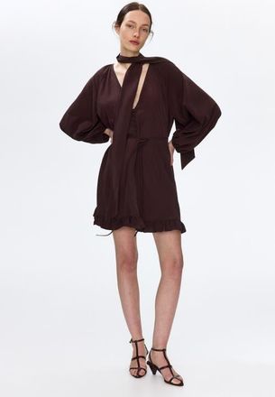 H&M Scarf-detail Dress in Dark Brown at Nordstrom, Size X-Small