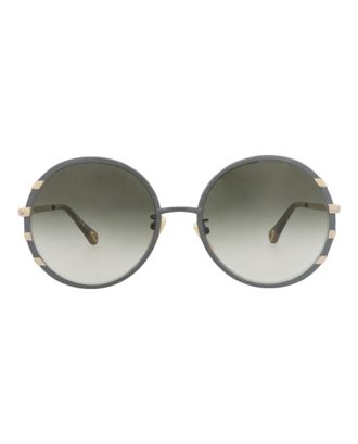 Chlo&eacute; Round-Frame Metal Sunglasses